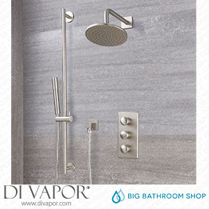 Big Bathroom Shop SBTR1502N Milano Ashurst - Brushed Nickel Thermostatic Shower with Shower Head Hand Shower and Riser Rail (2 Outlet) Spare Parts