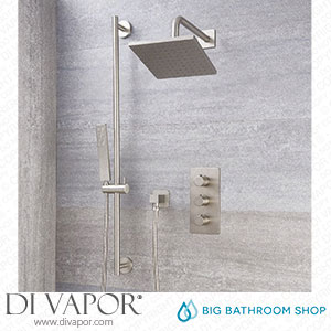 Big Bathroom Shop SBTR1601N Milano Hunston - Brushed Nickel Thermostatic Shower with Shower Head Hand Shower and Riser Rail (2 Outlet) Spare Parts