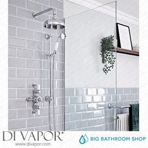 Big Bathroom Shop SBTR3106CW Milano Elizabeth - Chrome and White Traditional Triple Exposed Thermostatic Shower with Shower Head and Riser Rail (2 Outlet) Spare Parts