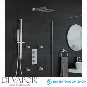 Big Bathroom Shop SBTRD1111 Milano Arvo - Chrome Thermostatic Shower with Diverter Shower Head Hand Shower Riser Rail and Body Jets (3 Outlet) Spare Parts