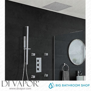 Big Bathroom Shop SBTRD1117 Milano Arvo - Chrome Thermostatic Shower with Diverter Recessed Shower Head Hand Shower Body Jets and Riser Rail (3 Outlet) Spare Parts