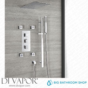 Big Bathroom Shop SBTRD1118 Milano Arvo - Chrome Thermostatic Shower with Diverter Shower Head Body Jets and Riser Rail with Hand Shower (3 Outlet) Spare Parts