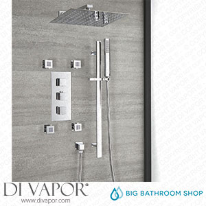 Big Bathroom Shop SBTRD1121 Milano Arvo - Chrome Thermostatic Shower with Diverter Shower Head Body Jets and Riser Rail with Hand Shower (3 Outlet) Spare Parts