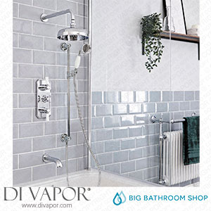 Big Bathroom Shop SBTRD1401 Milano Elizabeth - Chrome and White Traditional Thermostatic Shower with Diverter Shower Head Bath Spout and Riser Rail (3 Outlet) Spare Parts