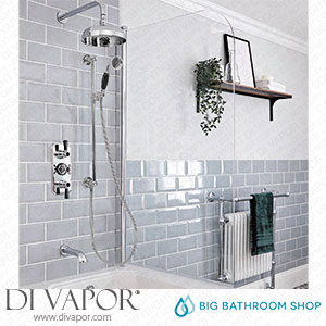 Big Bathroom Shop SBTRD1401CB Milano Elizabeth - Chrome and Black Traditional Thermostatic Shower with Diverter Shower Head Bath Spout and Riser Rail (3 Outlet) Spare Parts