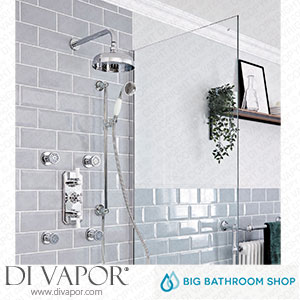 Big Bathroom Shop SBTRD1404 Milano Elizabeth - Chrome and White Traditional Thermostatic Shower with Diverter Shower Head Body Jets and Riser Rail (3 Outlet) Spare Parts