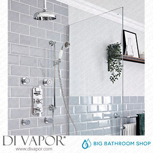 Big Bathroom Shop SBTRD1408CW Milano Elizabeth - Chrome and White Traditional Thermostatic Shower with Diverter Ceiling Mounted Shower Head Riser Rail and Body Jets (3 Outlet) Spare Parts