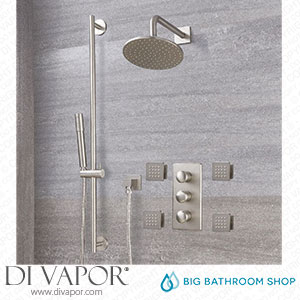 Big Bathroom Shop SBTRD1502N Milano Ashurst - Brushed Nickel Thermostatic Shower with Diverter Shower Head Hand Shower Body Jets and Riser Rail (3 Outlet) Spare Parts