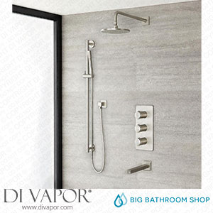 Big Bathroom Shop SBTRD1516N Milano Ashurst - Triple Diverter Thermostatic Shower Valve 188mm Round Head Riser Rail Kit and Spout - Brushed Nickel Spare Parts