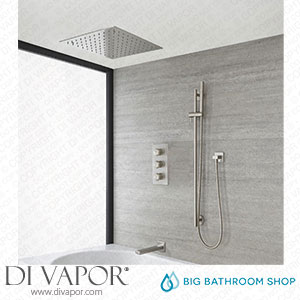 Big Bathroom Shop SBTRD1519N Milano Ashurst - Brushed Nickel Thermostatic Shower with Diverter Recessed Shower Head Hand Shower Riser Rail and Bath Spout (3 Outlet) Spare Parts