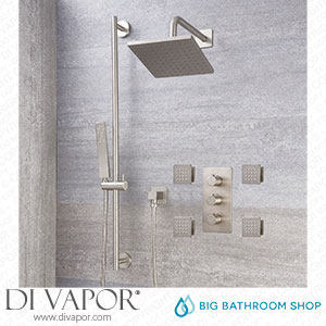 Big Bathroom Shop SBTRD1601N Milano Hunston - Brushed Nickel Thermostatic Shower with Diverter Shower Head Hand Shower Body Jets and Riser Rail (3 Outlet) Spare Parts