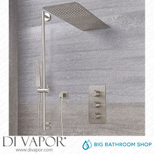 Big Bathroom Shop SBTRD1605N Milano Hunston - Brushed Nickel Thermostatic Shower with Diverter Waterblade Shower Head Hand Shower and Riser Rail (3 Outlet) Spare Parts