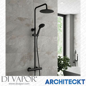 Architeckt SHWMIXRNDBLK Bathroom Thermostatic Mixer Shower Set Round Matte Black Twin Head Exposed Valve Spare Parts