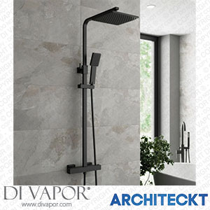 Architeckt SHWMIXSQUBLK Bathroom Thermostatic Mixer Shower Set Square Black Twin Head Exposed Valve Spare Parts