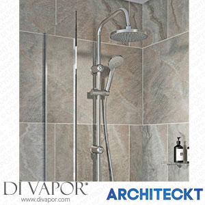 Architeckt SHWRRIGRISRND Round Shower Riser Kit Chrome Dual Shower Heads Adjustable Overhead Bathroom Spare Parts