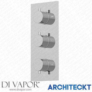 Architeckt SHWVCONRND003 Thermostatic Round Control Concealed Shower Valve Triple Outlet Chrome Finish Spare Parts