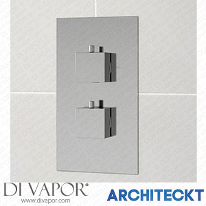 Architeckt SHWVCONSQU002 Modern Concealed Shower Valve Thermostatic Square Controls Chrome Twin Outlet Spare Parts