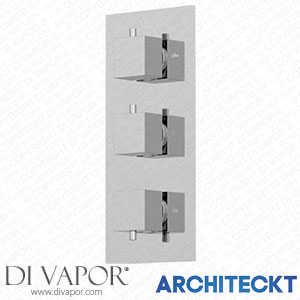 Architeckt SHWVCONSQU003 Thermostatic Square Control Concealed Shower Valve Triple Outlet Chrome Finish Spare Parts