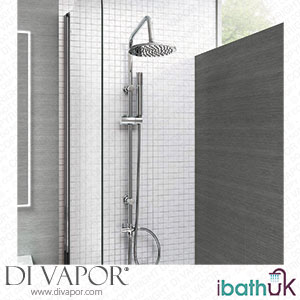 iBathUK SP5105 Modern Chrome Riser Rail Mixer Round Shower Head Kit for Bath Tap Spare Parts