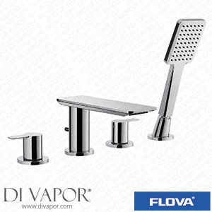 Flova SR4HBSM Spring 4-Hole Deck Mounted Bath and Shower Mixer with Shower Set Spare Parts