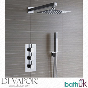 iBathUK SS3WCSQ02 Thermostatic Mixer Shower Set 8 Head Handset 3 Way Valve + Bath Filler Tap Spare Parts