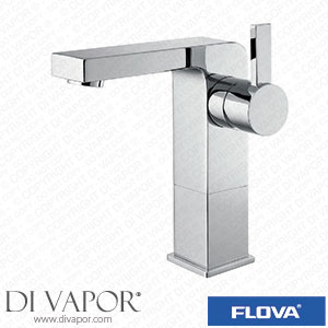 Flova STMBAS Str8 Mid Height 165Mm Mono Basin Mixer with Slotted Clicker Waste Set Spare Parts