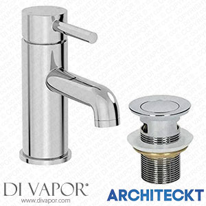 Architeckt TAP041SET4 Modern Bathroom Mono Basin Mixer Tap Single Lever Chrome Waste Spare Parts