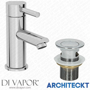 Architeckt TAPB040ASET1 Modern Bathroom Mono Basin Mixer Tap Waste Single Lever Chrome Spare Parts