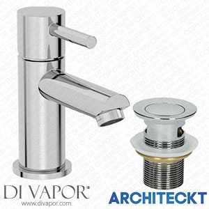 Architeckt TAPB040ASET2 Modern Bathroom Mini Mono Basin Mixer Tap Chrome Waste Spare Parts