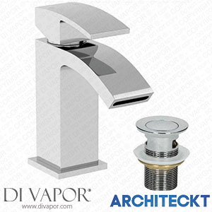 Architeckt TAPB044SET3 Modern Mono Basin Mixer Tap Slotted Waste Chrome Cloakroom Spare Parts