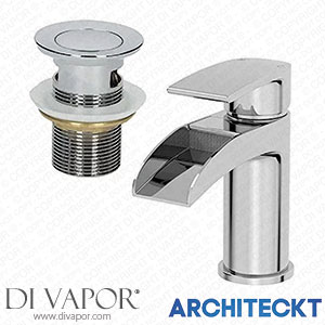 Architeckt TAPB047SET1 Waterfall Bathroom Mono Basin Mixer Tap Waste Modern Chrome Spare Parts