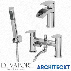 Architeckt TAPB047SET3 Waterfall Bathroom Basin Sink Mixer Tap Bath Shower Mixer Tap Set Modern Chrome Spare Parts