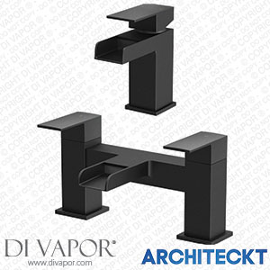 Architeckt TAPB080SET2 Bathroom Modern Black Waterfall Basin Sink Bath Mono Mixer Tap Tap Set Hot Cold Spare Parts