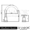 Hudson Reed Tec Crosshead Bath Mixer Tap Swivel Spout shower kit hose retainer Dimensions