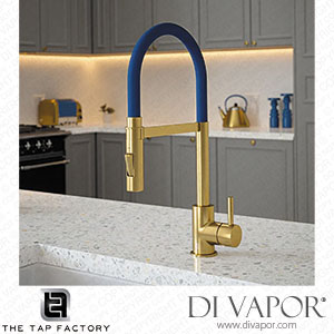 The Tap Factory TFVTSBB-SALAMANCABLUE Vibrance Tube Brushed Brass Kitchen Tap Salamanca Blue Spare Parts