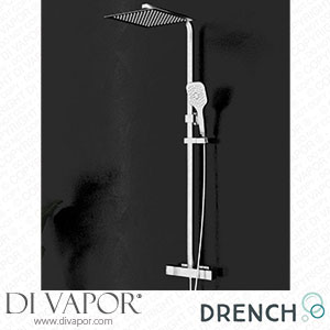 Drench Square Telescopic WRAS-Approved Thermostatic Rigid Riser Shower Set with Slim Head TIS0001 Spare Parts