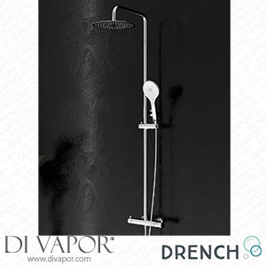 Drench Round Telescopic WRAS-Approved Thermostatic Rigid Riser Shower Set with Slim Head TIS0002 Spare Parts