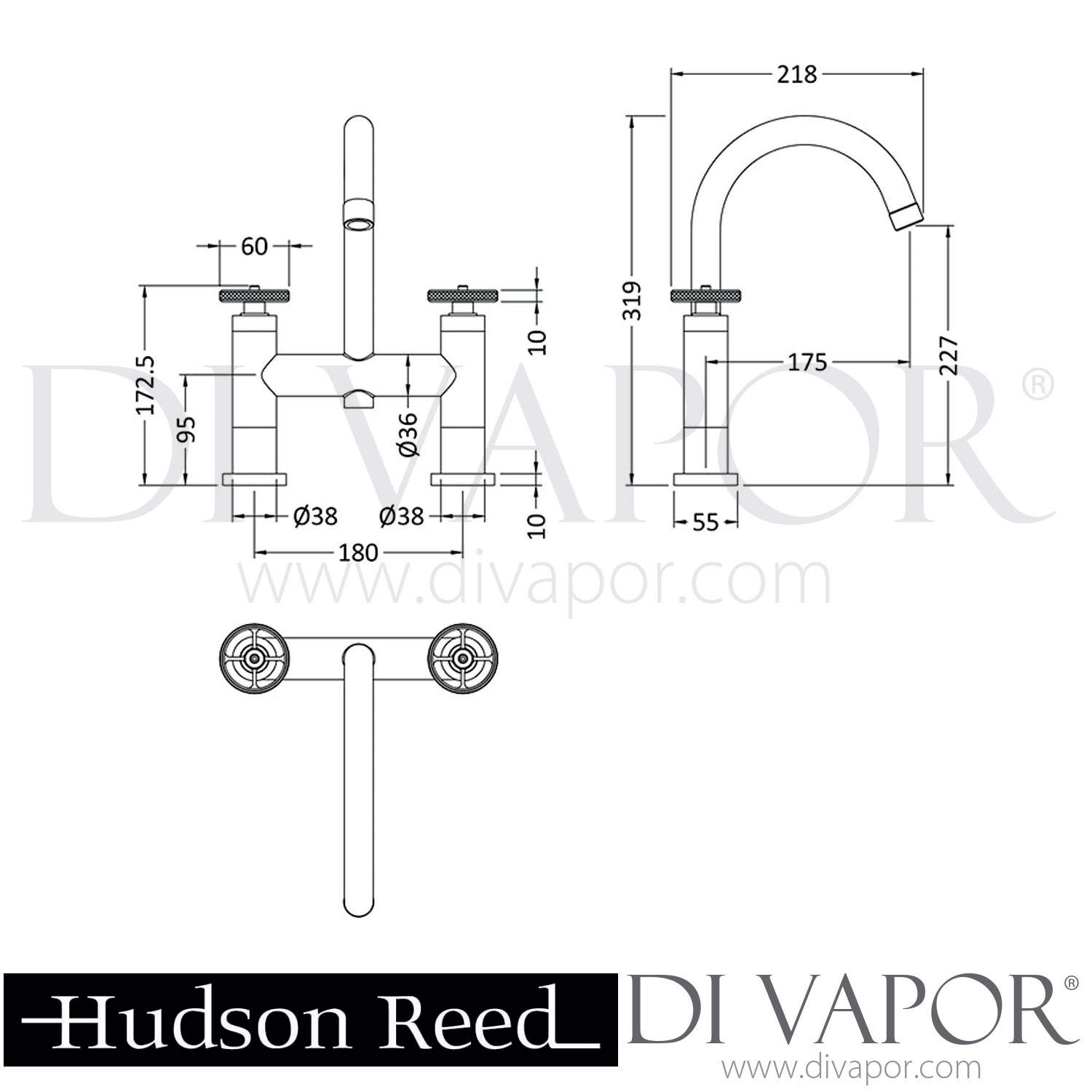 Hudson Reed Revolution Industrial Bath Tap Filler TIW353 Spare Parts