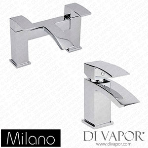 Milano TPS009 Wick Modern Basin Tap and Bath Filler Tap Set Chrome Spare Parts