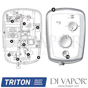 Triton Jade III Electric Shower White/Black Spare Parts - TR DV 153