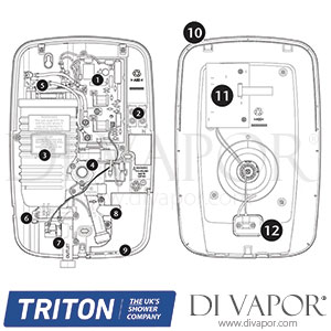 Triton Opal 3 Electric Shower Chrome/Black Spare Parts - TR DV 161