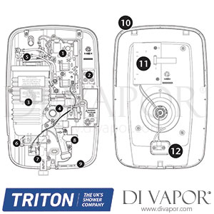 Triton Opal 3 Electric Shower White/Brushed Steel Spare Parts - TR DV 162