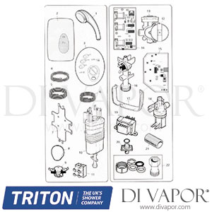 Triton Aspirante Remote Electric Shower Spare Parts - TR DV 585