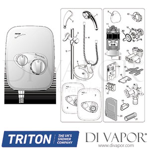 Triton Aquasensation AS2000T | AS2000M Thermostatic Manual Power Shower Spare Parts - TR DV 681