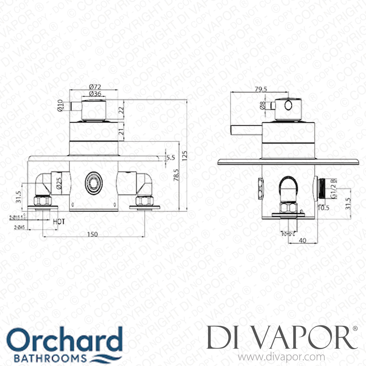 Orchard Traex01 Dulwich Exposed Thermostatic Shower Valve Spare Parts