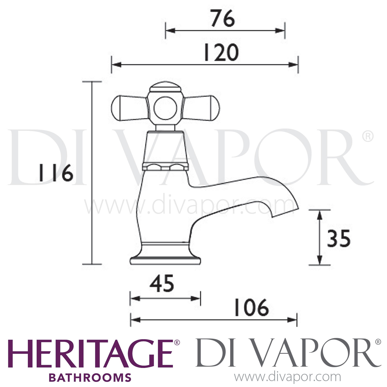 Heritage TRHG00 Ryde Basin Pillar Taps - Vintage Gold - Spares