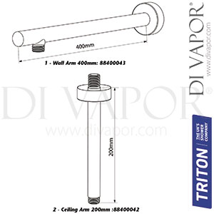 Triton TSPKDIVCRRCIR Dual Outlet Chrome Mixer Shower Combination Pack with All Fixings Spare Parts