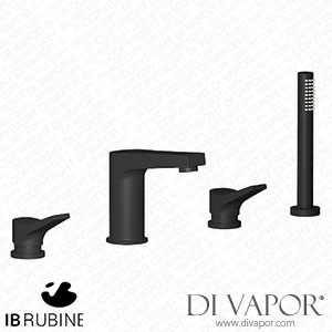 IB Rubinetti TW396NP Twitter Four Holes Deck Mounted Bath Filler with Shower Kit Spare Parts