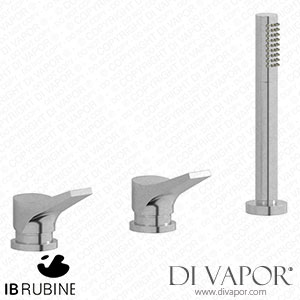 IB Rubinetti TW397SS Twitter Three Holes Bath Filler with Overflow Outlet Connection Diverter and Shower Kit Spare Parts