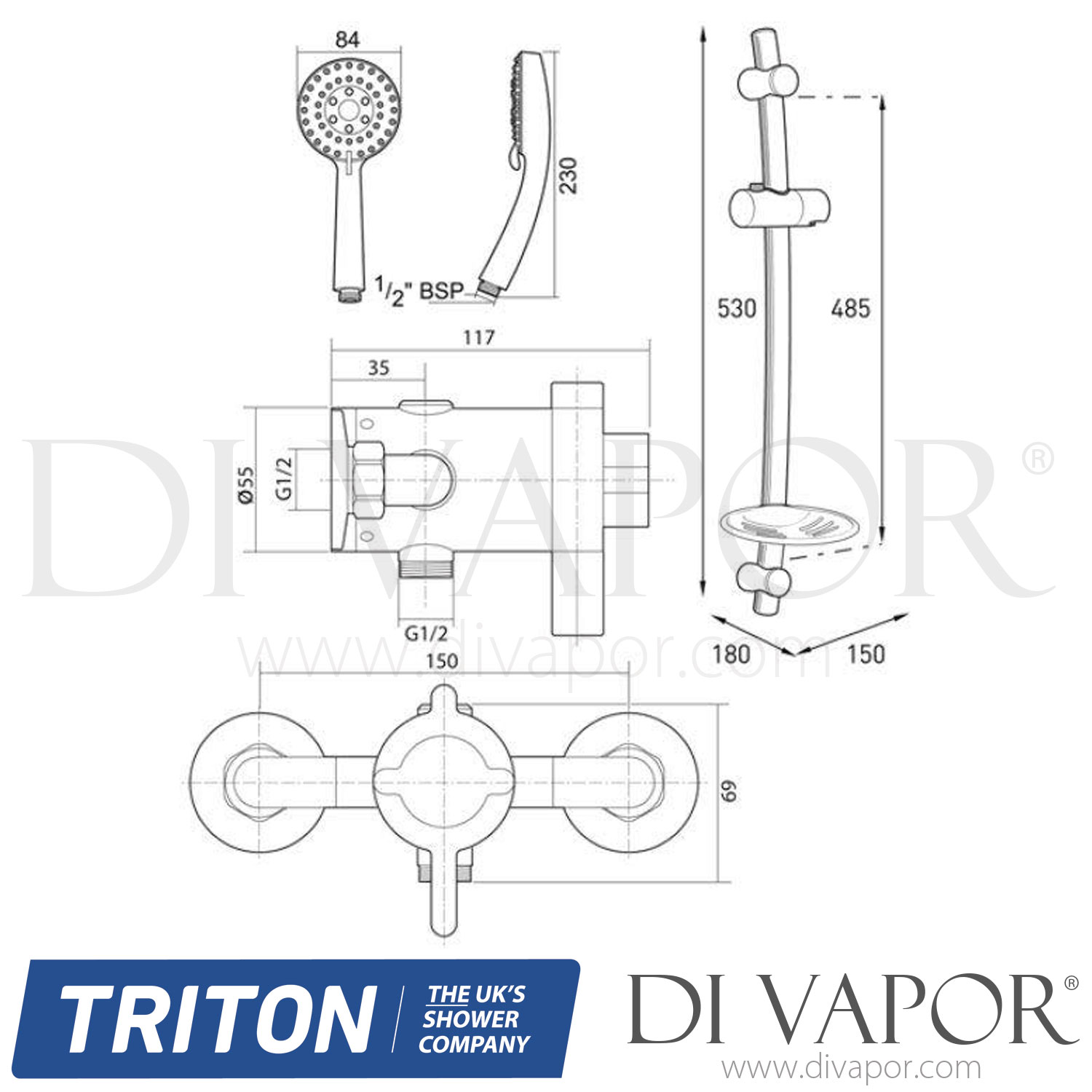 Triton Undothexcmmn Dove Concentric Exposed Thermostatic Mini Mixer